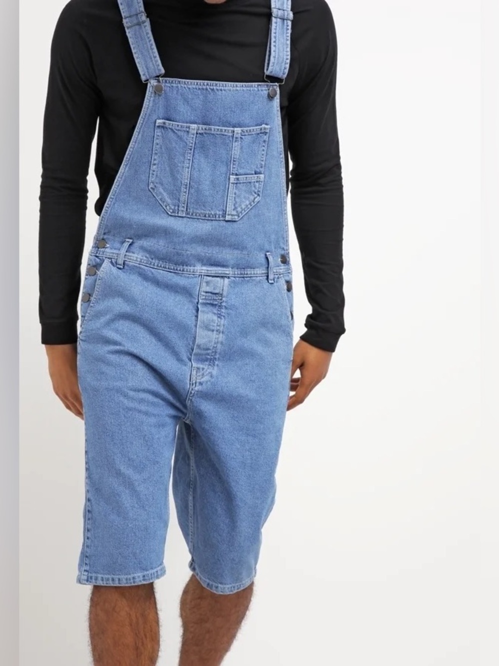 Topman Denim Overall Shorts
